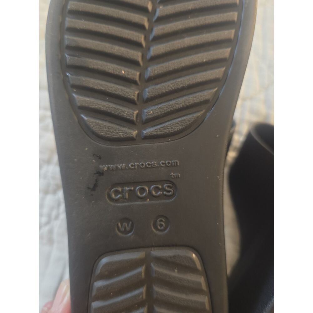 Crocs Womens Brooklyn Buckle Black Double Strap Wedge Slide Sandals Size 6 heel - Picture 3 of 15